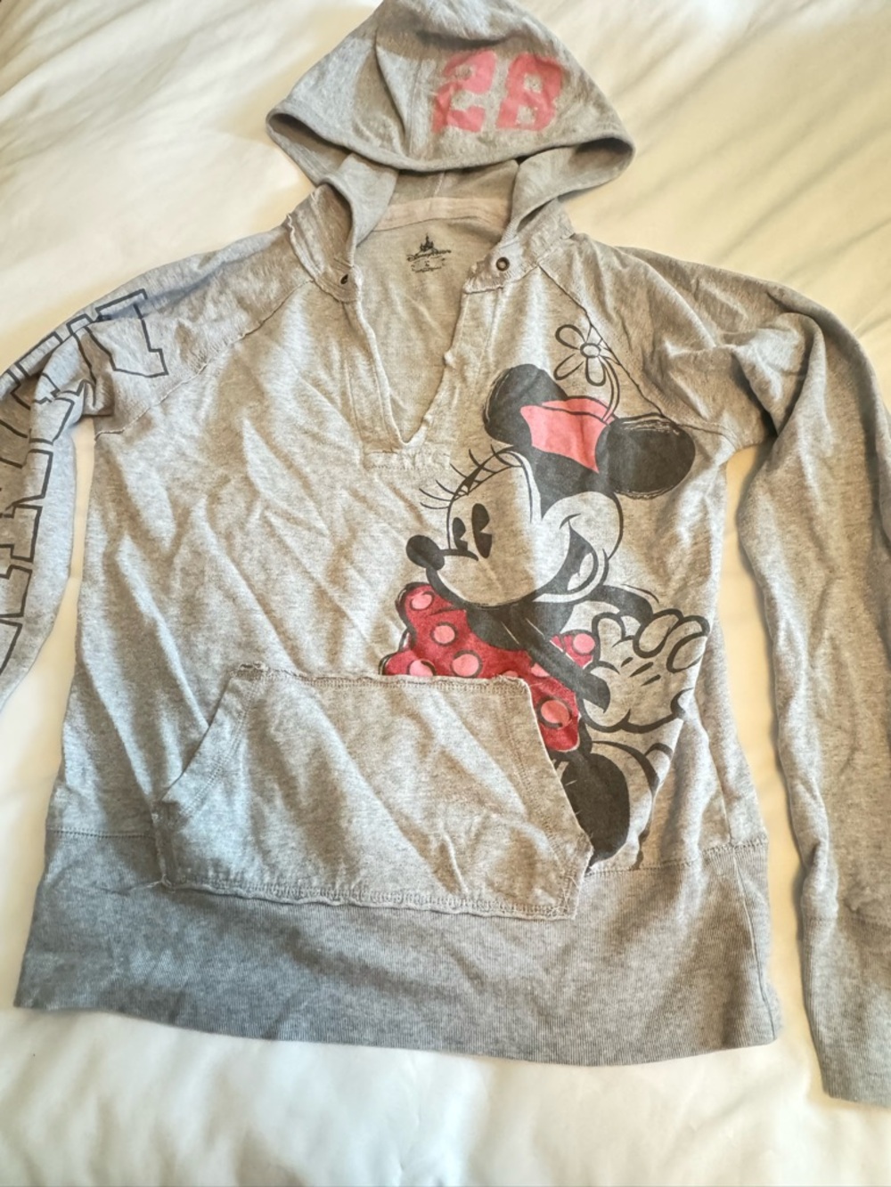 Disney Minnie Mouse Woman's Gray Hoodie Top
